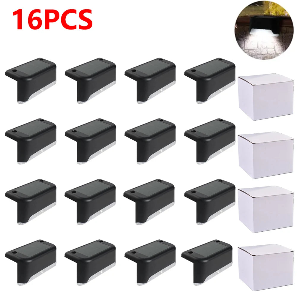 4/16 Pack Solar Step Lights Outdoor Motion Sensor - Waterproof Auto On/Off Stair Lamp