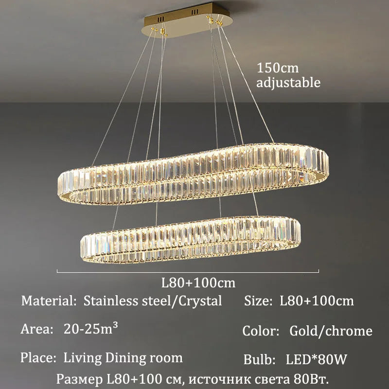 Modern Luxury Crystal Pendant Lights Home Dining Room Bar LED Lighting Lustre Decoration Indoor Ceiling Chandelier Lamp Fixtures