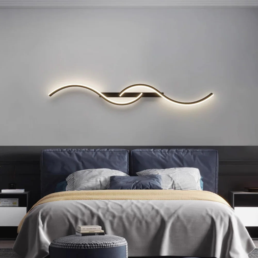 Modern Minimalist LED Long-Strip Wall Light Fixture - Linear Up & Down Wall Sconce Lamp for TV Background, Living Room & Bedroom Bedside