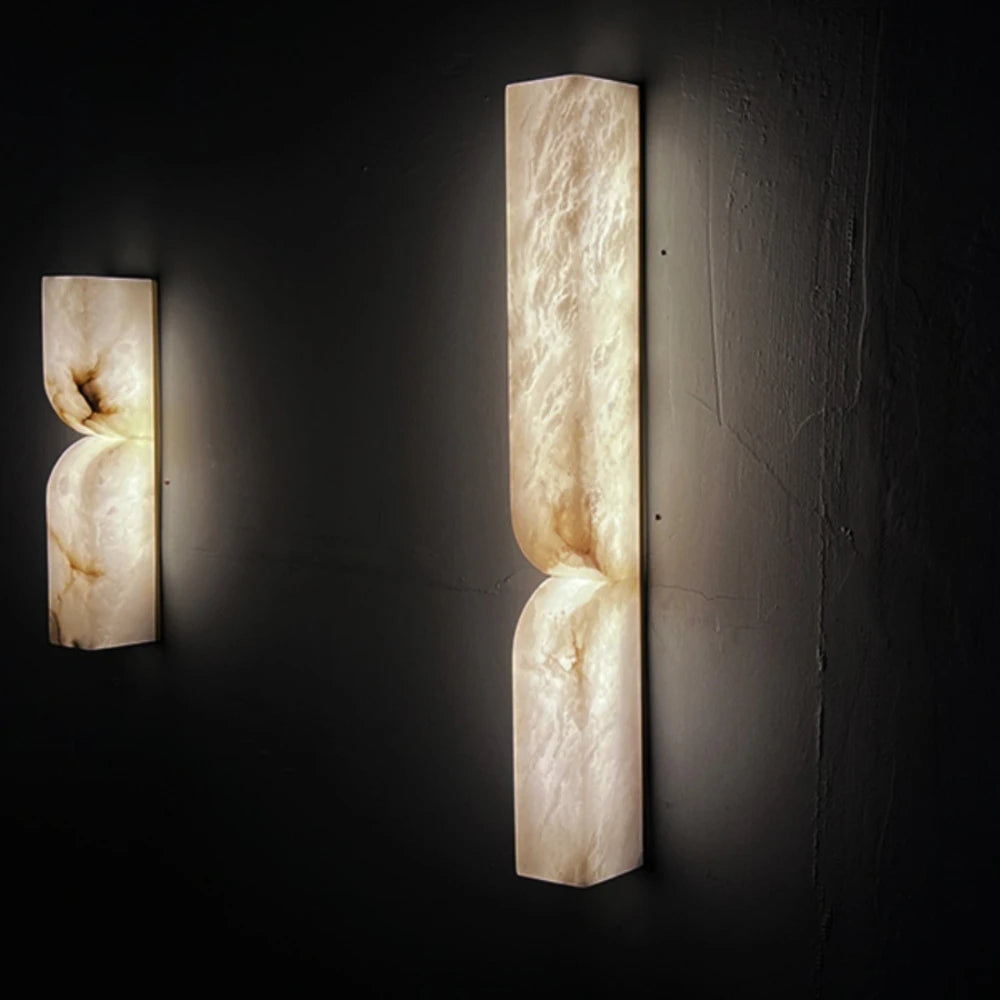 Spain Natural Marble Alabaster Wall Lamp Living Room Background Wall Bedroom Bedside  All Copper Wall Lamp Alabaster Lighting