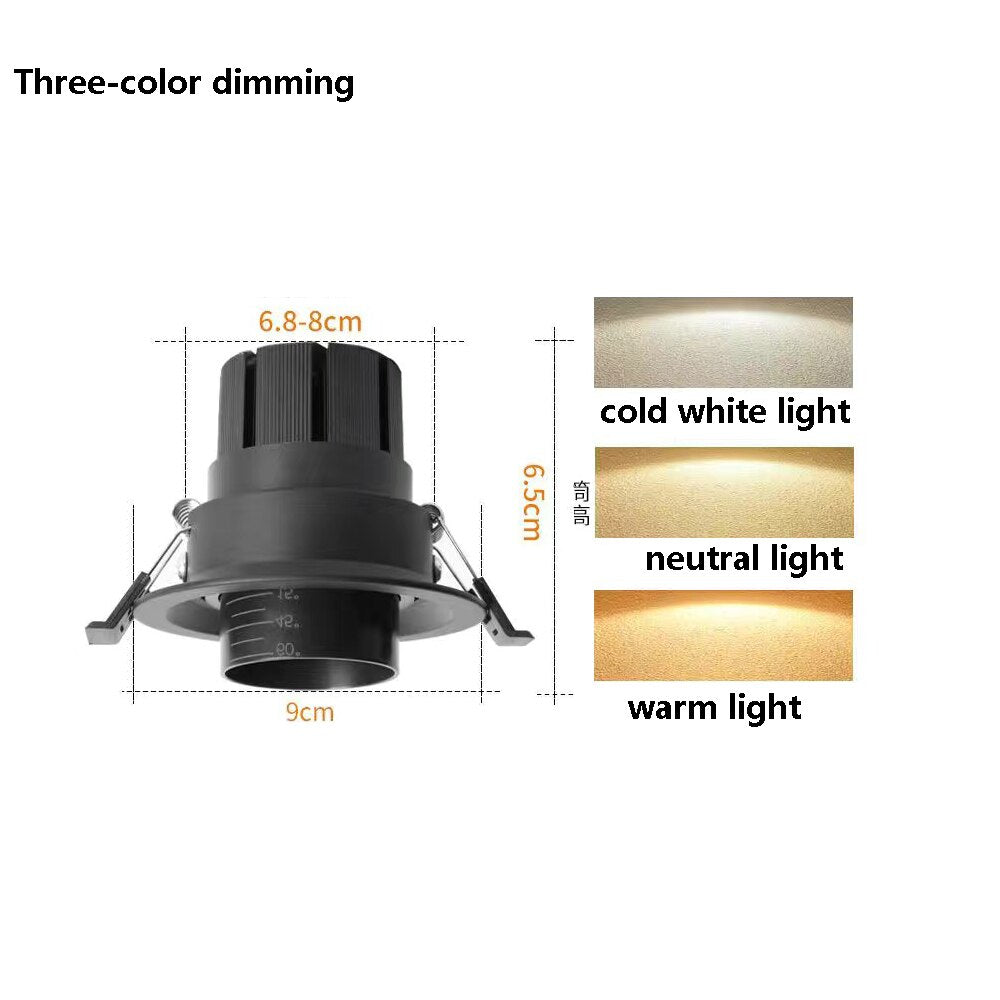 LED Recessed Spotlight Commercial Lighting Downlight Telescopic Focusing Spotlight Home Living Room COB Spotlight