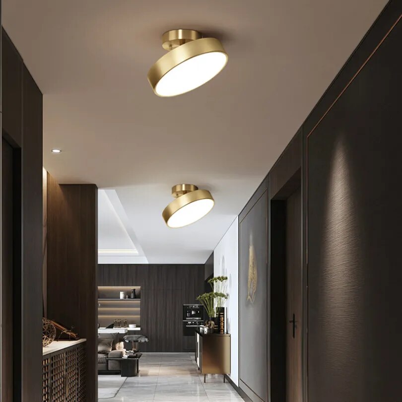 Modern Gold Led Ceiling Lights for Bedroom Hallway Corridor Balcony Round Decoration Lamp Lighting Chandelier Nordic Indoor
