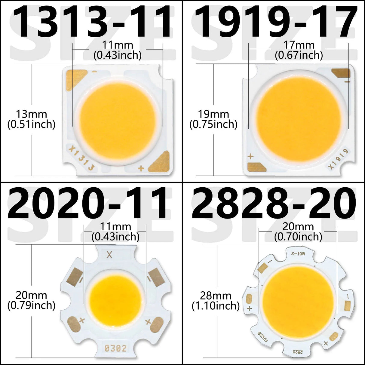 COB LED Chip 3W 5W 7W 10W 20W 30W 40W Light Emitting Diode LED Module Matrix 1313 2020 2828 1919 for Bulb Downlights