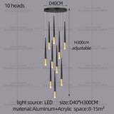 New Luxury Chandelier Nordic Conical Light Modern Living Room Duplex Attic Long Pendant Light Villa Staircase LED Pendant Light
