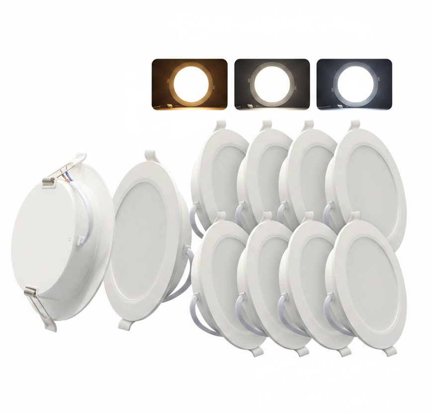1-10PCS Recessed Round LED Downlight - 120V 220V Dual-Voltage Slim Panel Light