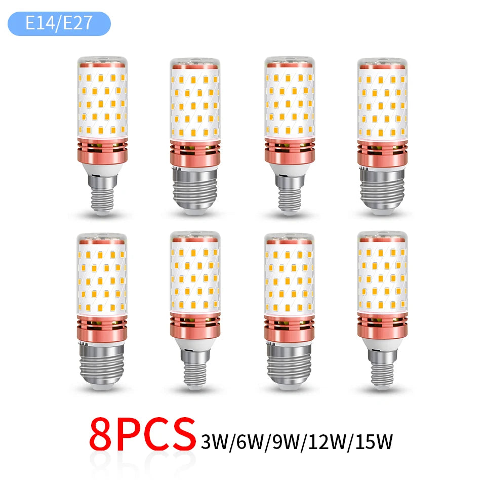8pcs Led Lamp Bulb E14 220V Led Candle Light Bulb E27 Corn Lamp 3W 6W 9W 12W 15W Bombilla Chandelier Lighting