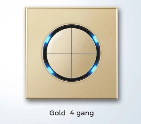  Universal Round Tempered Glass Home Wall Switch Panel LED Indicator Black/Grey/Gold/White 250V 86mm*86mm Wall Light Switch