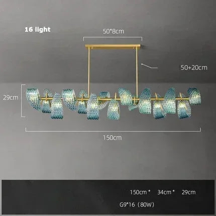 Modern Blue Glass Led Pendant Lamps Designer Hanging Lamps for Hallway Bar Bedroom Chandelier Suspension Luminaire Lighting