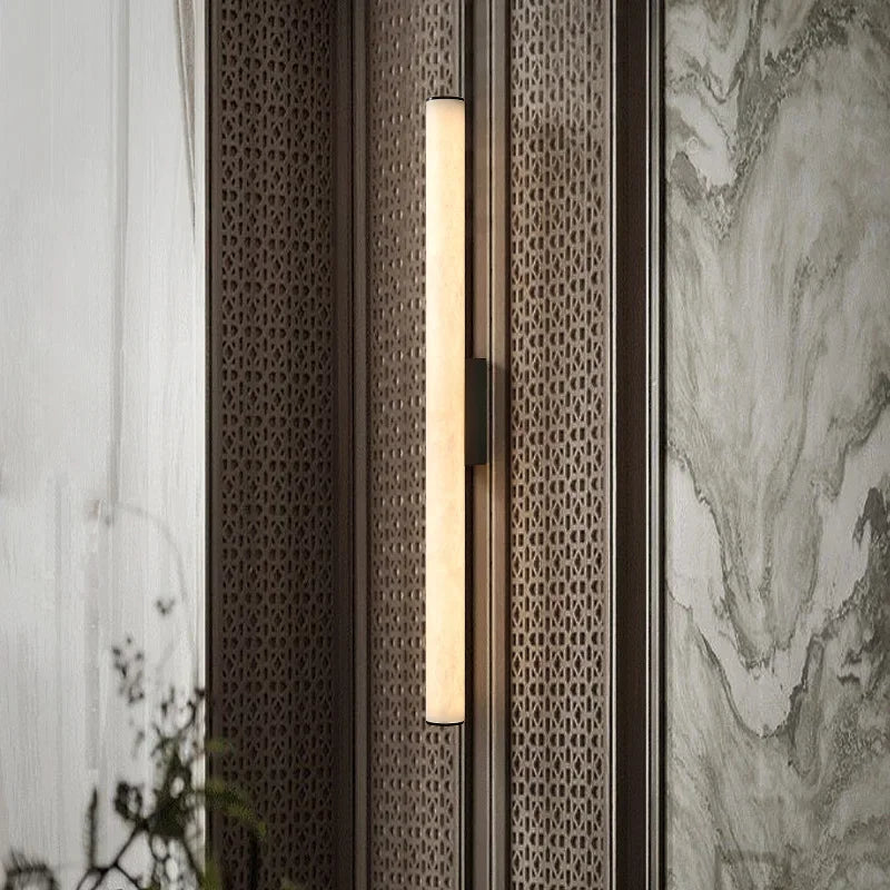 Nordic Lamps Long Stripes Minimalist All Copper Marble Wall Lamp Modern Lighting Luxury Living Room Bedroom Home Decor LED