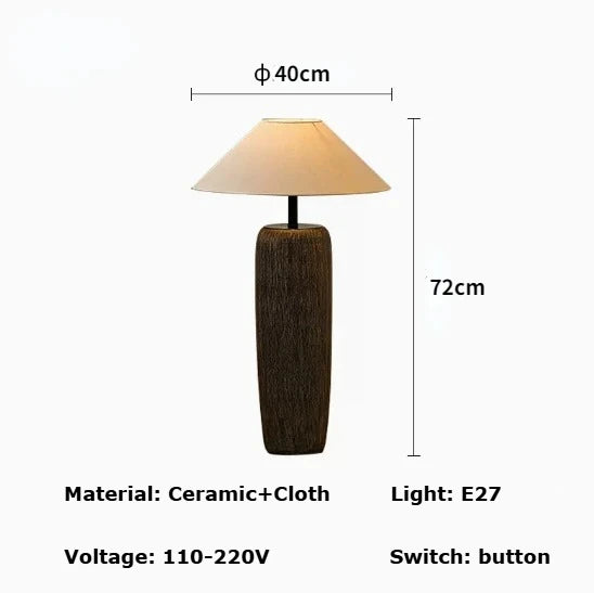 Japanese Antique Pottery Pot Floor Lamp Quiet Pottery Pot Cloth Zen Floor Table Light Chinese Garden Stand Lamp for Living Room