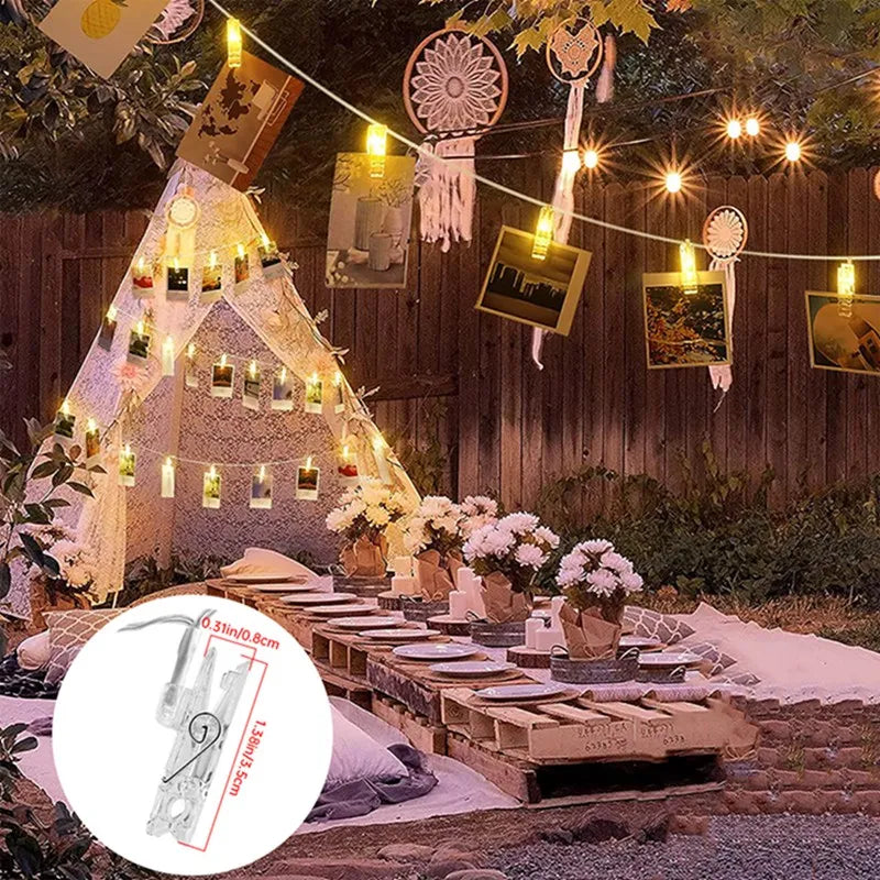 LED Photo Clip String Lights (10–40 LEDs) - Fairy Lights for Picture & Card Hanging
