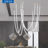Modern Nordic LED Large Line Pendant Lamp Long Chandelier Living Room Stair Case Lobby Villa Project Minimalist Hanging Light