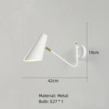 Modern Long Arm Wall Lights Gold Black White Metal Rotatable Foyer Bedside Reading Room Lamp E27 Bulb Drop shipping