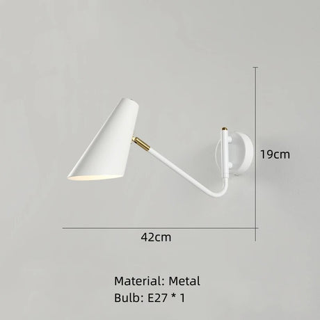 Modern Long Arm Wall Lights Gold Black White Metal Rotatable Foyer Bedside Reading Room Lamp E27 Bulb Drop shipping