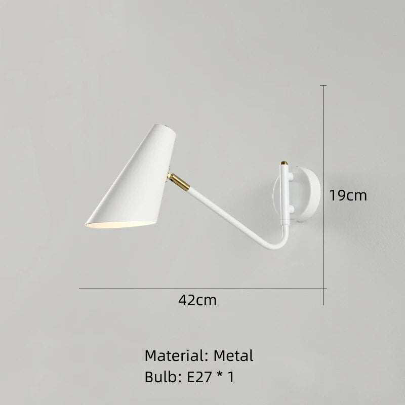 Modern Long Arm Wall Lights Gold Black White Metal Rotatable Foyer Bedside Reading Room Lamp E27 Bulb Drop shipping