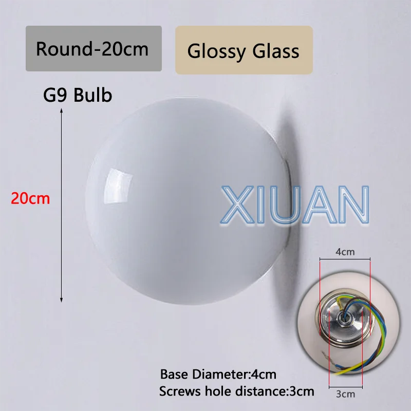 New Concealed Base Glass Wall Lamps French Bauhaus Milky White Round Ball Wall Light for Bedside Living Room Bathroom Mirror Dec