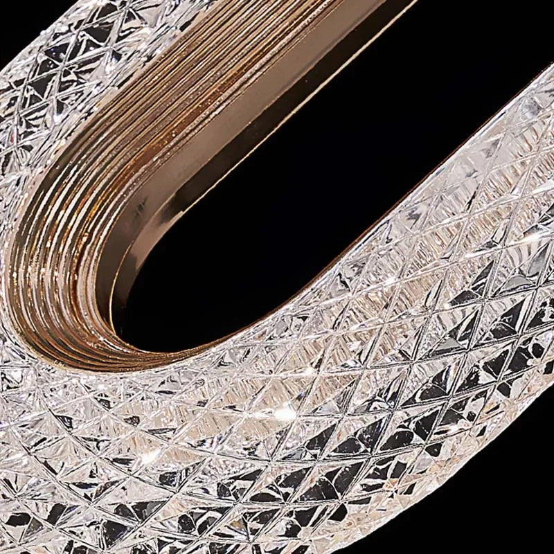Modern Rings LED Chandeliers For Staircase Luxury Long Hanging pendant Lamps Gold Creative Indoor Attic Lighting Lustre Fixtures