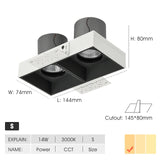LED Recessed Downlight Frameless Square Double Head Detachable Replaceable Module Anti Glare Built-in Grille Spot Light