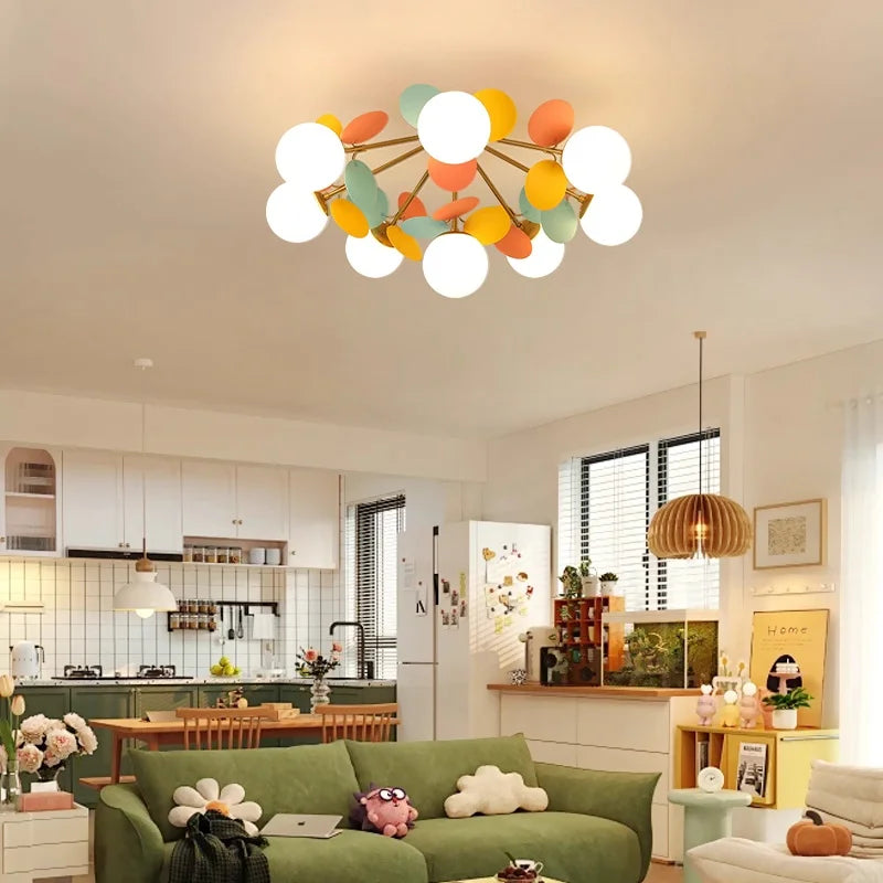 Modern Full Spectrum Ceiling Light - Colorful Bubble Lamp for Living Room