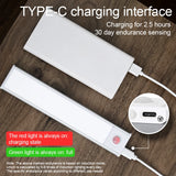 Night Light 20/30/40/60cm Ultra thin LED Light Cabinet Light Motion Sensor Wireless type-c For Kitchen bedroom Wardrobe lighting