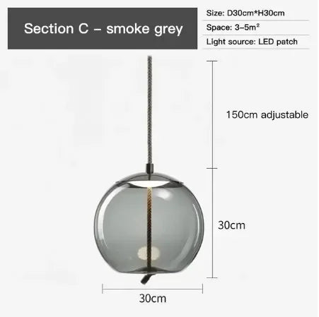 Modern Hemp Rope Glass Pendant Light Luminaire Rope Hanging Lamp Designer Cafe Bar Fixtures Drop Ship Knot Home Decor Chandelier