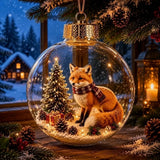 Light-Up Christmas Crystal Ball Spherical Clear Animal Snow Globe Ornament Animal Figure Hanging Holiday Decoration