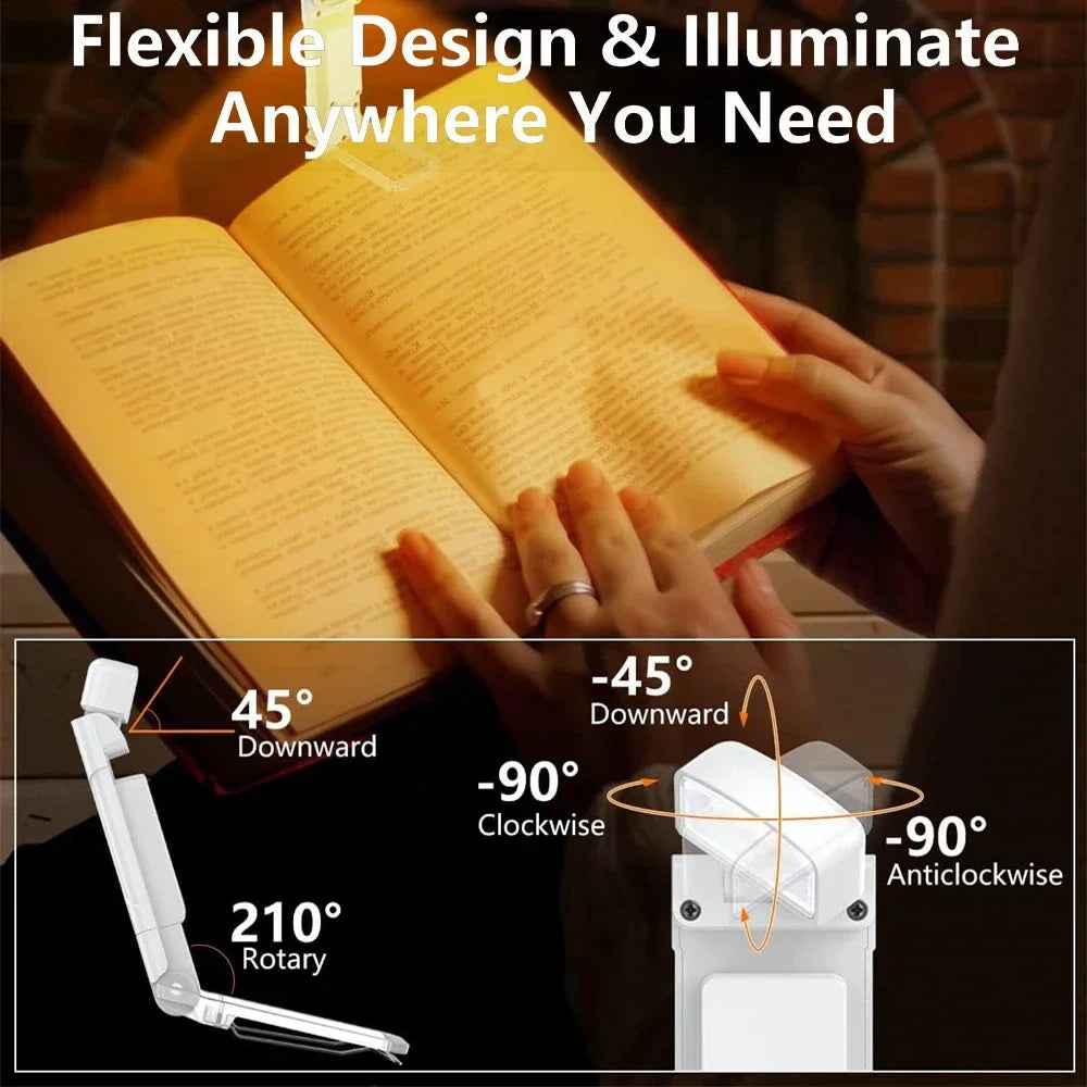 Book Light with Timer USB Rechargeable 3 Colors &amp; 5 Brightness Reading Light Clip-on Read Lamp Bookmark Night Light Book Lamp