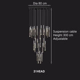 Modern Loft LED Chandelier K9 Crystal Chrome Duplex Stair Chandelier Living Room Hotel Ceiling Hanging Light Luxury Pendant Lamp