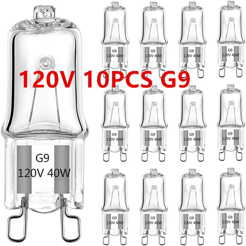 10-Pack G9 Eco Halogen Bulbs - 120V Dimmable Capsule for Crystal Chandeliers