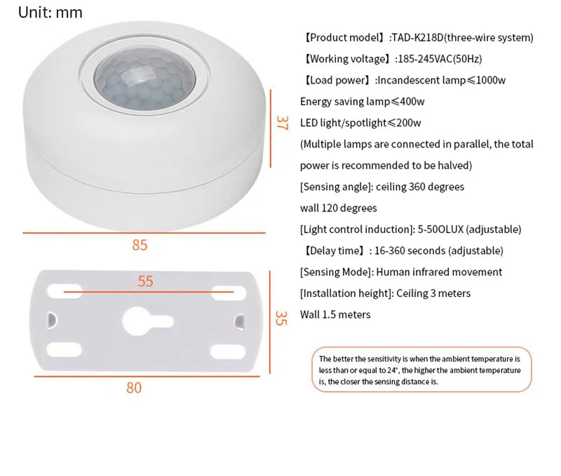 AC 220V 50Hz PIR Infrared Motion Automatic Sensor Detector Smart IR Light Switch Human Body Induction Indoor Outdoor Lamp