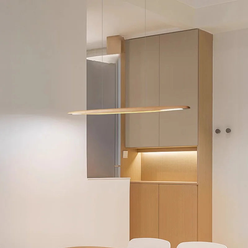 Walnut Wood Linear LED Pendant Light Fixture Dinning Room Light Island Lights for Dining Room Kitchen Island Pool Table