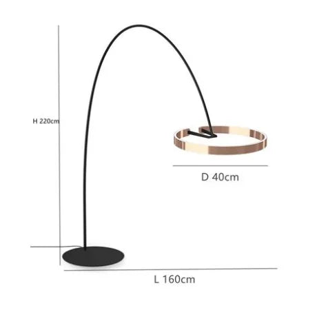 Italian arc floor lamp gold  black LED Fishing ring Light Creative Loft Living Room Bedroom Sofa Corner dinner Standing Lamp