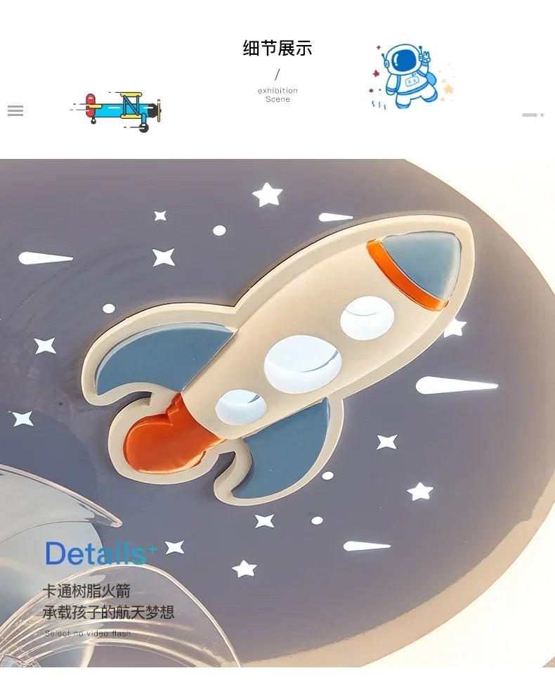 2026 Modern Kids Room Ceiling Fan Light Cartoon Moon Astronaut Ceiling Lamp Boy Girl Bedroom Nursery Study Chandelier Ceiling Li