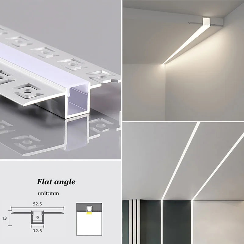 1M Recessed Led Aluminum Profile Channel Holder for Indoor Home Ceiling Wall Backlight Bar Linear Light Indirect Decors Lighting