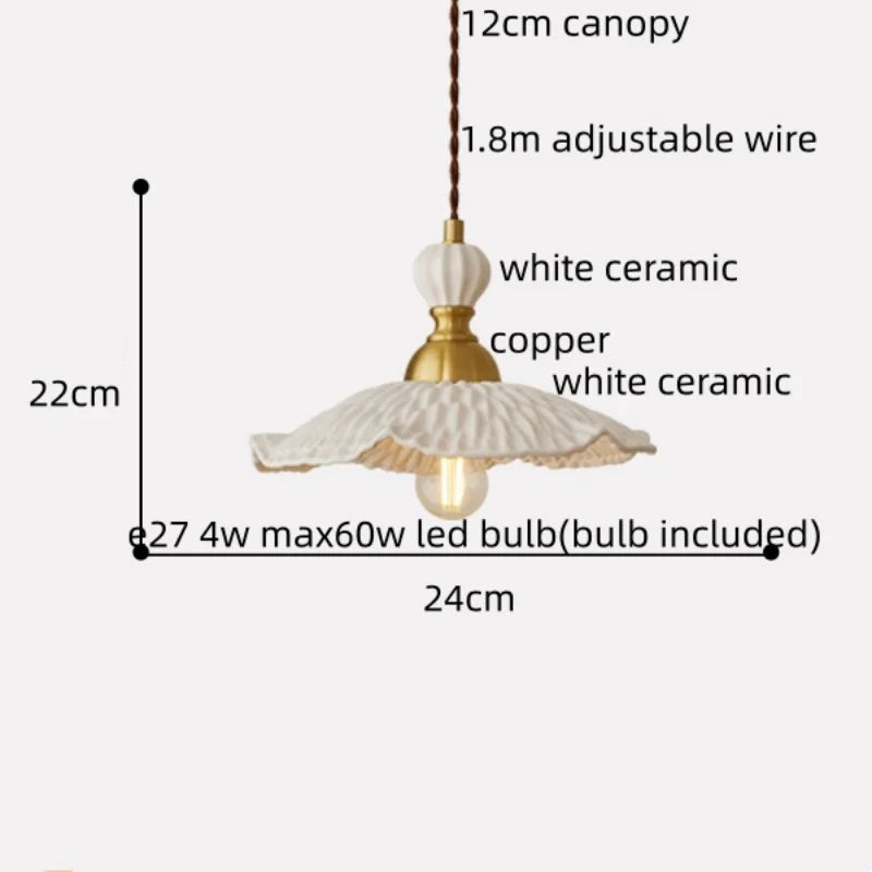 IWHD Home Design LED Pendant Lamp Balcony Reading Dining Room Japan Style Gold Copper Patterned Ceramic Hanging Lights Hanglamp