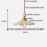 IWHD Home Design LED Pendant Lamp Balcony Reading Dining Room Japan Style Gold Copper Patterned Ceramic Hanging Lights Hanglamp