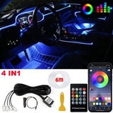Fiber Optic LED Car Ambient Lighting - RGB Neon Interior Atmosphere Kit