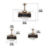 LED Crystal Light With Fan 72W Modern Chandelier Invisible Blades Fan Remote Control For Living Room Bedroom