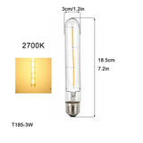 Vintage Tubular LED Filament Light Bulb - T10 T30 Long Tube 4W 6W 8W Edison Lamp