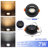 LED Change Color 3 CCT 3000K 4000K 6000K LED Ceiling Spotlight Embedded Light 7W AC 110V 220V Adjust 90°  1-10pcs Lighting Spot