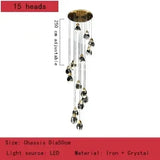 Nordic Villa Staircase Crystal Pendant Lights For Living Room Bedroom Kitchen Shop Home Decoration Chandelier Indoor Lighting