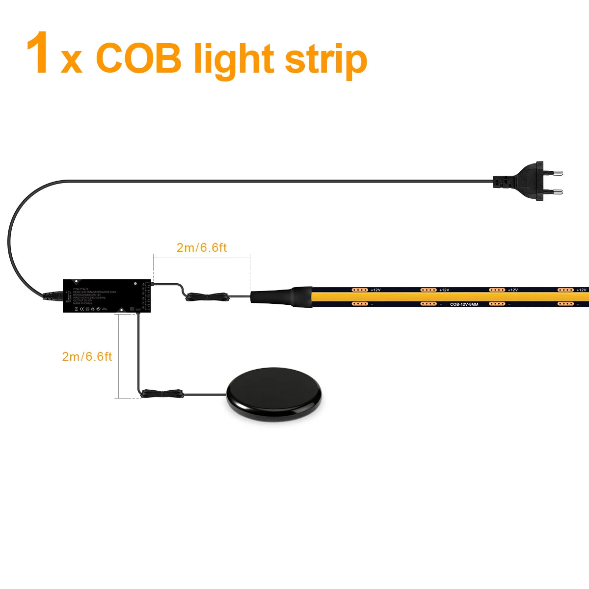 Black PCB COB LED Strip for Wooden Slats - Touch Dimmable Accent Light
