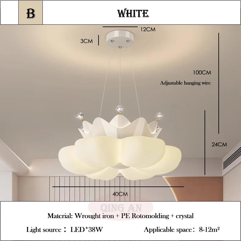 White pink Crown Petal Ceiling Lights LED Children's Room Light Warm Romantic Nursery Princess Room Girl Bedroom Ceiling Lamps