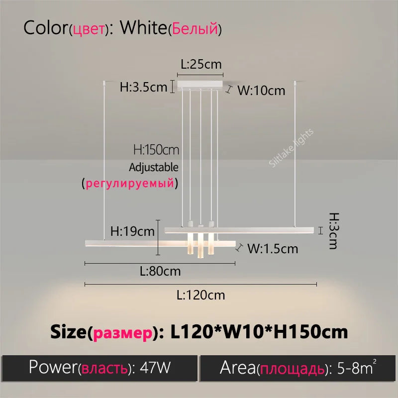 Modern LED Strip Pendant Light - Designer Hanging Lamp with Memory Function