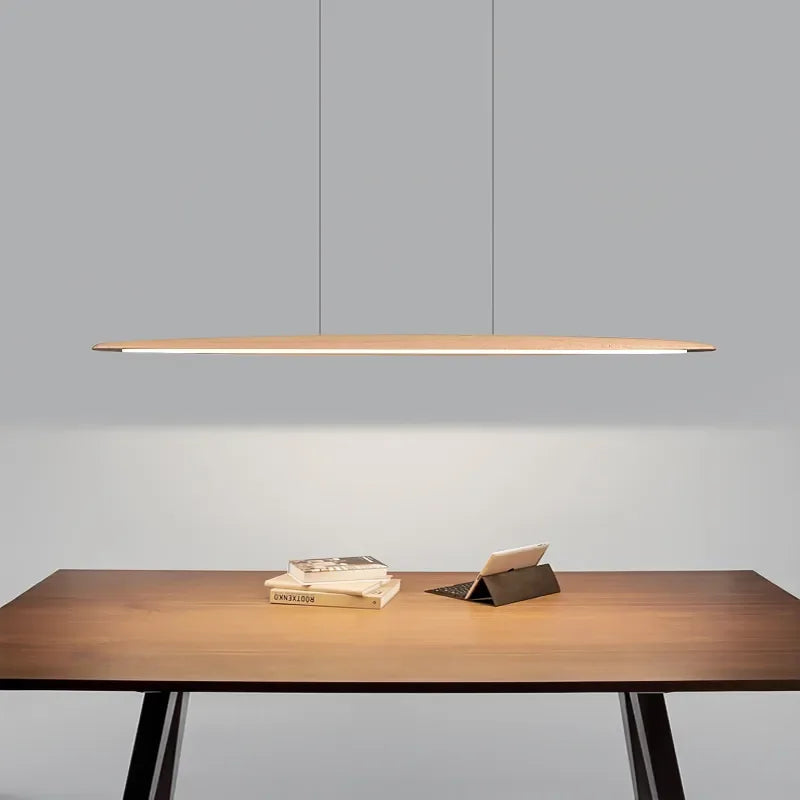Modern Wooden Linear Pendant Light - Nordic LED Kitchen Island Hanging Lamp