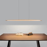 Modern Wooden Linear Pendant Light - Nordic LED Kitchen Island Hanging Lamp