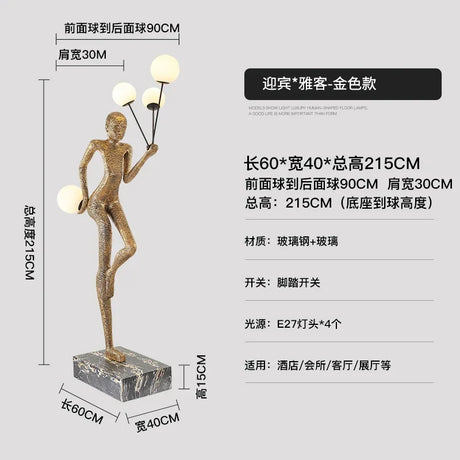 YY Creative Man-Shaped Mall Abstract Figure Sculpture Welcome Art Floor Lamp