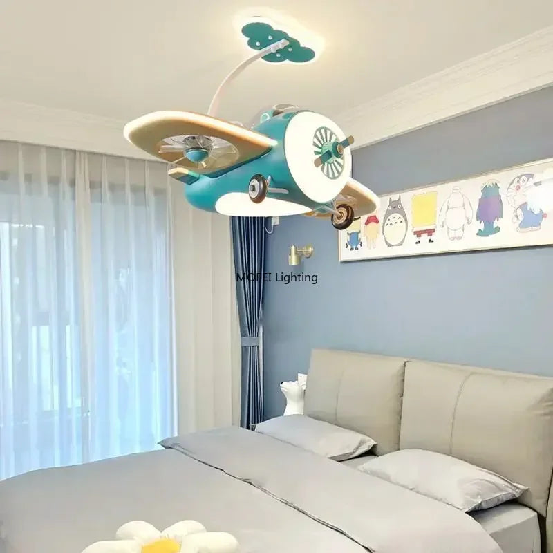 Nordic Lamp Modern Led Ceiling Light Without Blades Kids Bedroom Multifunctional Ceiling Fan Lighting Fixture LED Remote Control