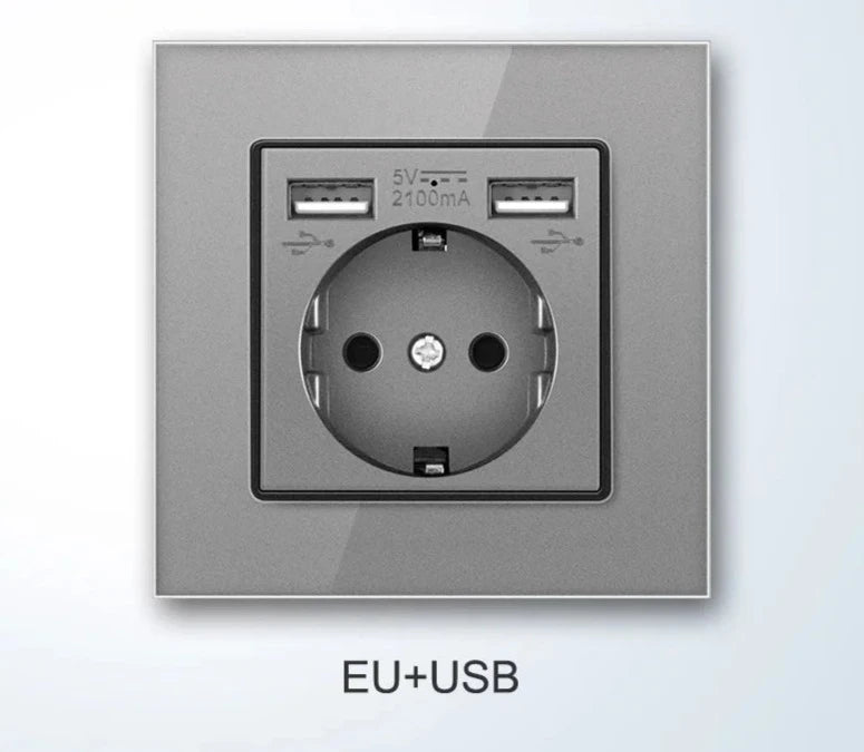  Universal Round Tempered Glass Home Wall Switch Panel LED Indicator Black/Grey/Gold/White 250V 86mm*86mm Wall Light Switch