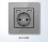  Universal Round Tempered Glass Home Wall Switch Panel LED Indicator Black/Grey/Gold/White 250V 86mm*86mm Wall Light Switch